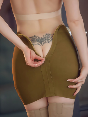 Charlotte Stokely Unzips Her Skirt